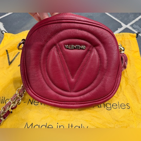 EUC: Valentino By Mario Valentino Nina Red Crossbody Bag with Gold Chain - Picture 2 of 10